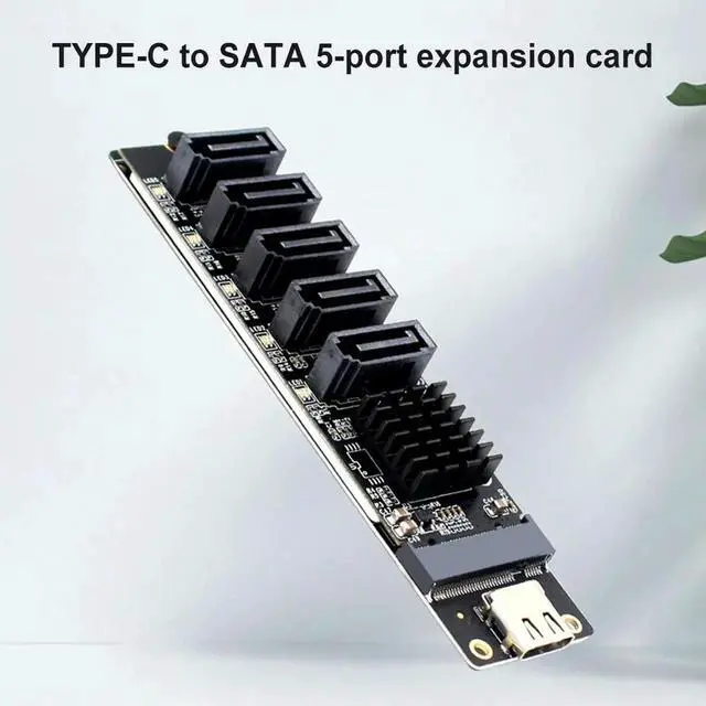 Main image of Type C To 5-Port SATA 3.0 Adapter Card 6Gbps JM575+JMS580 Chip USB C To SATA 3.0 Expansion Card Type C To 5-Ch SATA 3.0 Expander