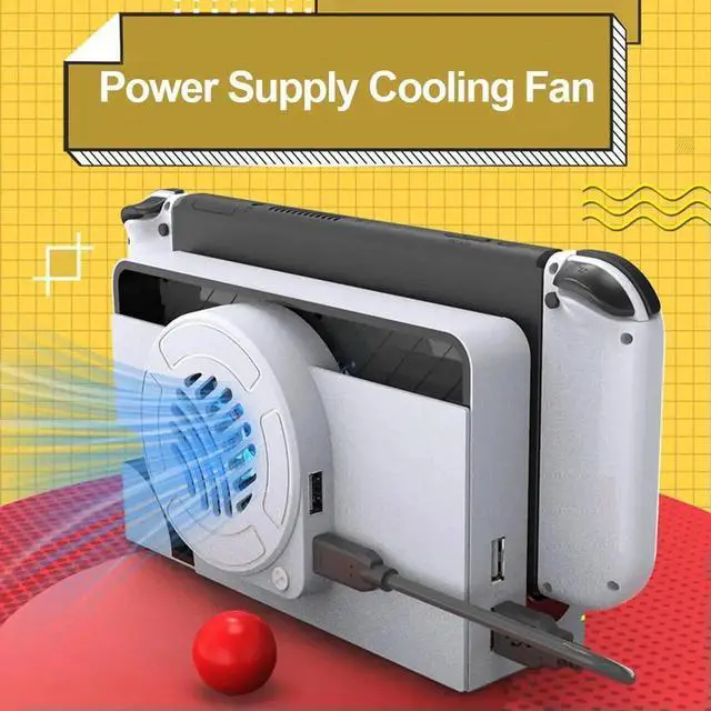 Alt view image 2 of 4 - LED Cooling Fan with Light Charger Dock Dock Cooling Fan Docking Station Radiator for Nintendo Switch OLED Accessories
