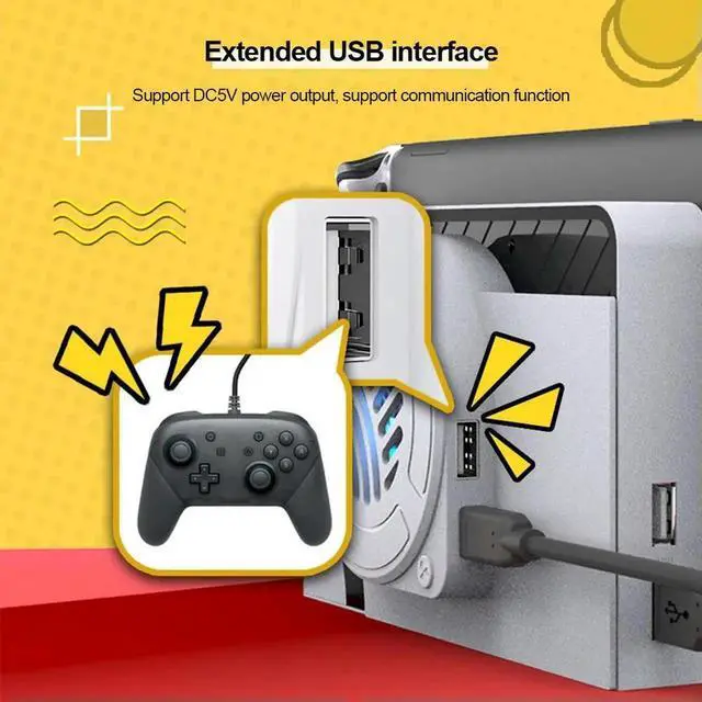 Alt view image 4 of 4 - LED Cooling Fan with Light Charger Dock Dock Cooling Fan Docking Station Radiator for Nintendo Switch OLED Accessories
