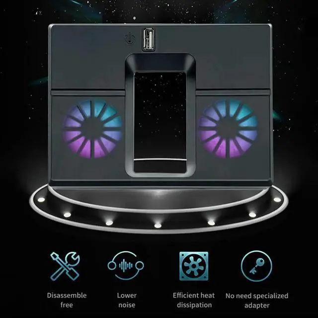 Alt view image 3 of 4 - Vertical Cooling Fan with Dual Fans and USB Port External RGB Colorful Cooling Fan Dock Station for Xbox Series X Console