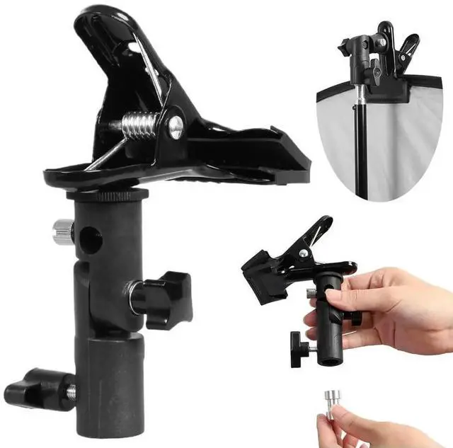 Alt view image 3 of 4 - Light Stand Attachment 1/4 Inch To 3/8inch Screw Mount Clamp Clip Holder Reflector Holder for Flash LED Light Umbrella