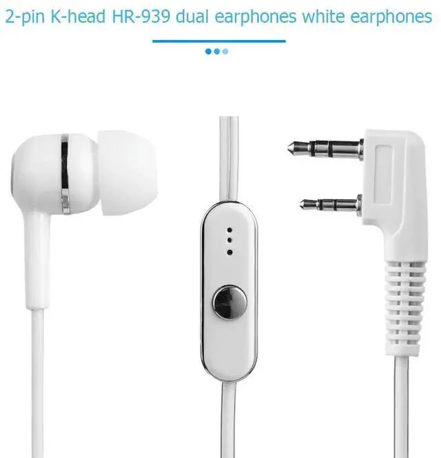 Alt view image 3 of 4 - 1.2m PTT Mic Earpiece Headset for Walkie Talkie 2 Pin Dual Earphone Earpiece Replacement for BAOFENG KENWOOD