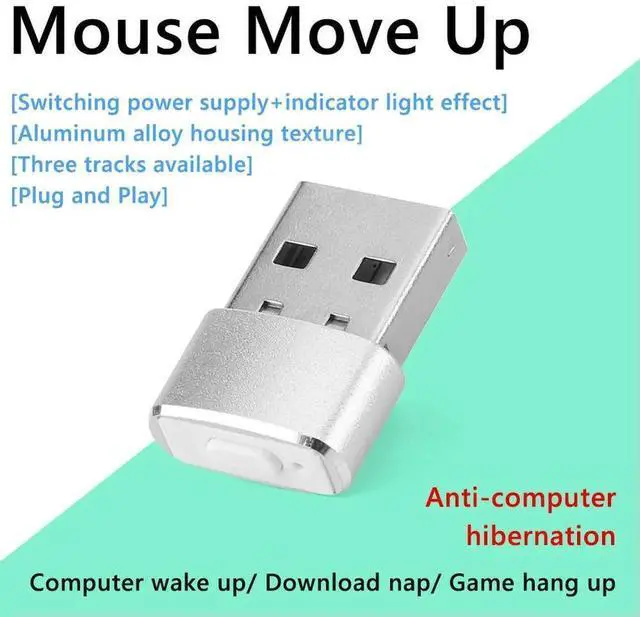 Alt view image 4 of 4 - Mini Mouse Movement Simulator Plug and Play USB Automatic Move Cursor Shaker Indicator Light Aluminum Alloy Housing for Computer