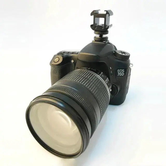 Alt view image 2 of 4 - Camera Hot Shoe Mount Camera Hot Shoe Extension Bracket with Triple Cold Shoe Mount On-Camera Mount Adapter 1/4inch Screw