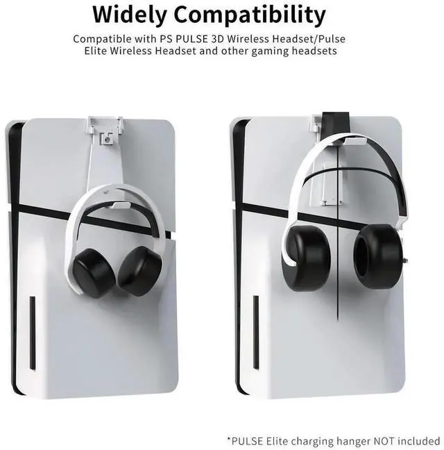 Alt view image 4 of 4 - Wall Mount Controller & Headset Holder Headphone Hanger for Slim/Console for 5 Slim/5