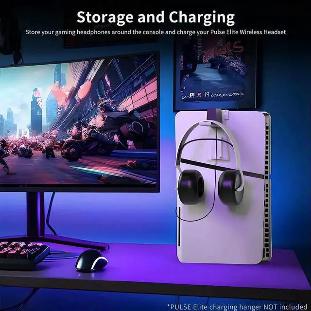 Alt view image 2 of 4 - Wall Mount Controller & Headset Holder Headphone Hanger for Slim/Console for 5 Slim/5