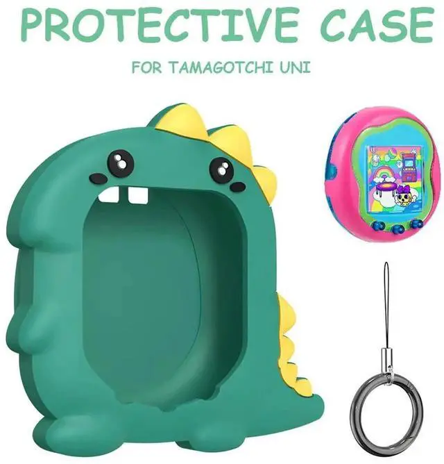 Alt view image 2 of 4 - Silicone Case Shockproof Protector Skin Cute 3D Dinosaur Pattern with Finger Lanyard for Tamagotchi Uni 2023 Virtual Pet Machine