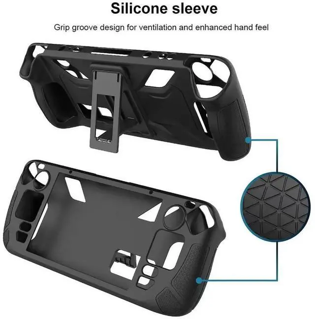 Alt view image 4 of 4 - Silicone Case Anti Slip Soft Shell Game Console Full Cover with Foldable Bracket Replacement Accessories for Steam Deck