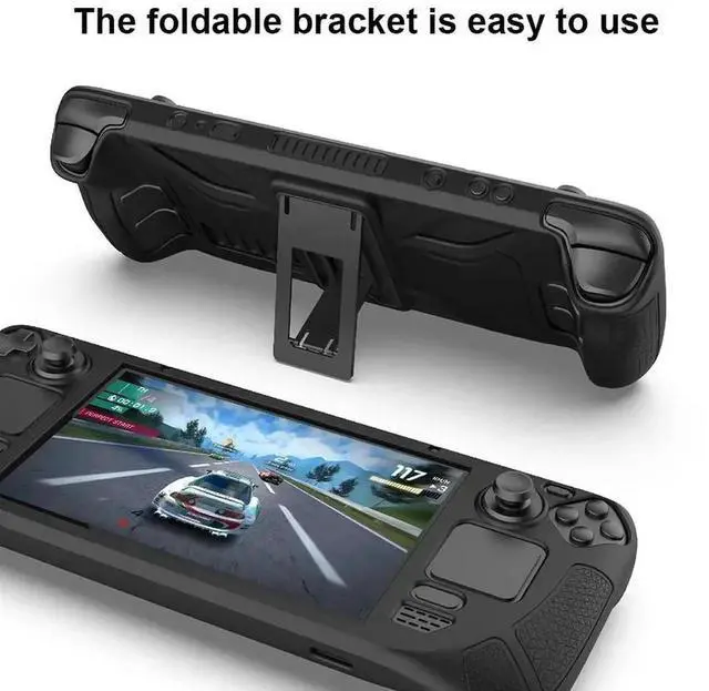 Alt view image 2 of 4 - Silicone Case Anti Slip Soft Shell Game Console Full Cover with Foldable Bracket Replacement Accessories for Steam Deck