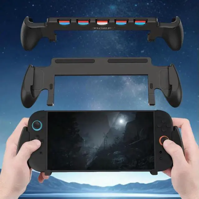 Alt view image 4 of 4 - For Nintendo for Switch 2 Grip with Stand Comfortable & Ergonomic Grip Holder 5 Game Slots Grip Holder Handle Controller Holder