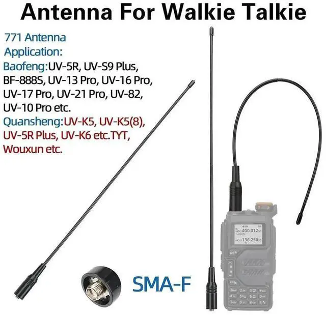 Alt view image 2 of 4 - NA-771 High Gain Flexible Dual Band Antenna for Walkie Talkies Compatible with Baofeng UV5R BF888S UV82 144430MHz