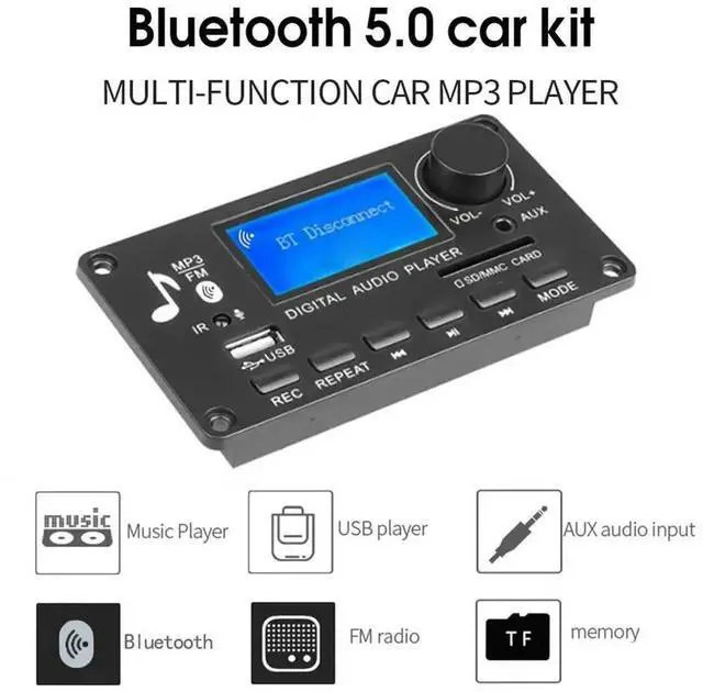 Main image of 12V APE FLAC WMA WAV Decoder Support Recording Bluetooth-Compatible 5.0 MP3 Music Player Speaker USB TF FM Car Audio