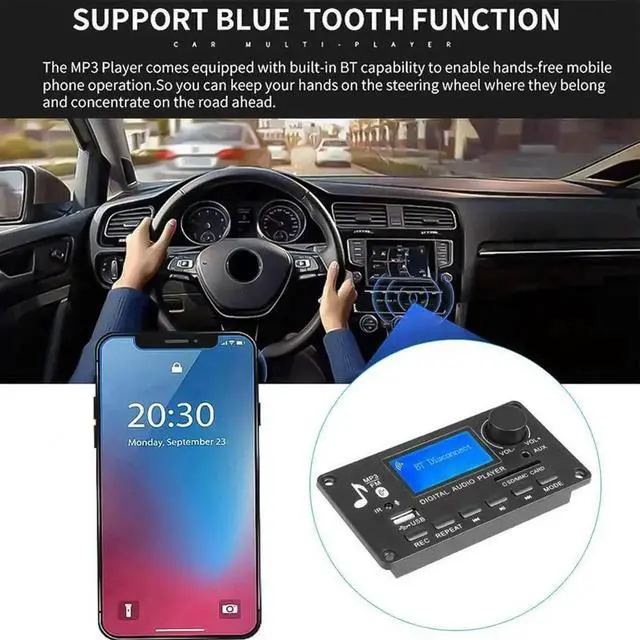 Alt view image 4 of 4 - 12V APE FLAC WMA WAV Decoder Support Recording Bluetooth-Compatible 5.0 MP3 Music Player Speaker USB TF FM Car Audio
