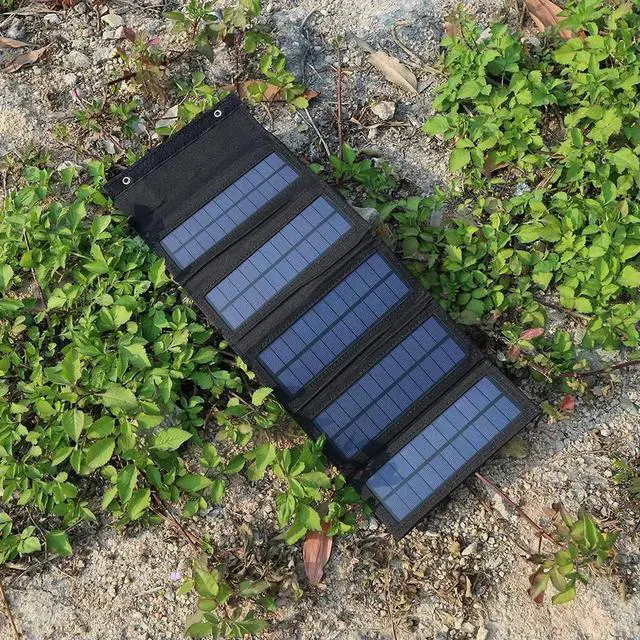 Alt view image 2 of 3 - Portable Solar Panel Charger with USB Port Solar Power Bank Waterproof Foldable Solar Charger 10W 5V for Camping Power Supply