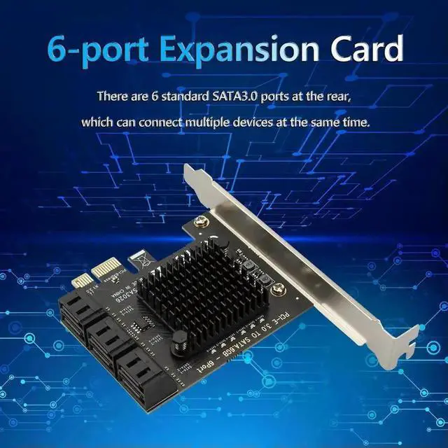 Alt view image 2 of 3 - PCIe SATA Adapter 6 Port SATA III to PCI Express 3.0 X1 Internal Expansion Card for NAS LINUX Accessories
