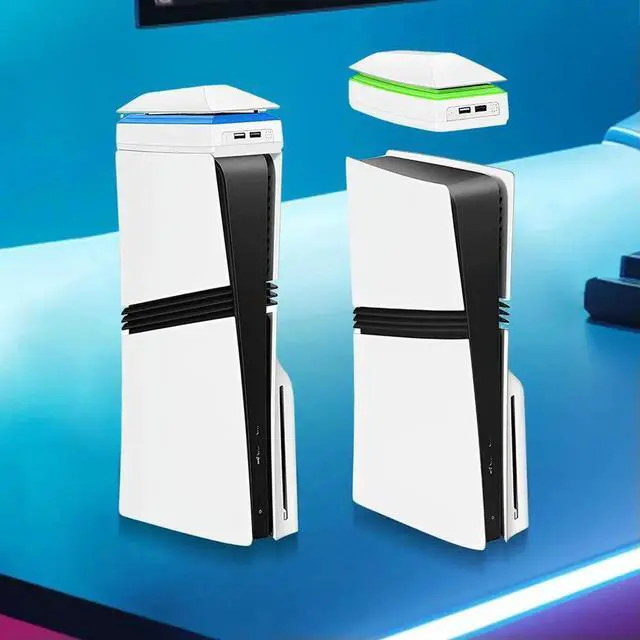 Alt view image 3 of 3 - Top Cooling Fan for PS 5 Pro Heat Dissipation Fan with RGB Light & USB Ports Upper RGB Cooling Fan for 5 Pro Console