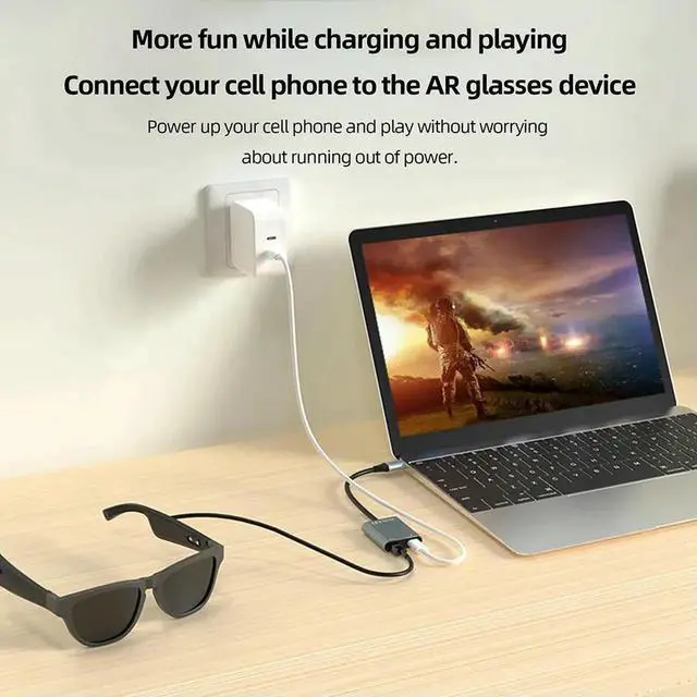 Main image of 2 in 1 USB-C HUB PD100W&Data Transfer USB C Docking Station 10Gbps Multiport Adapter for AR Glasses Phone Tablet Laptop PC