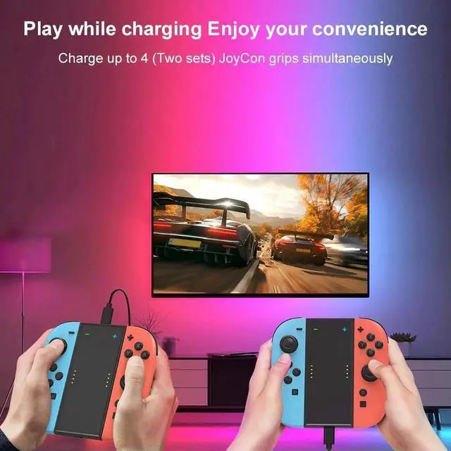 Alt view image 2 of 3 - Dock Station for Nintendo for Switch 2 for Joycon Controller with Charging Cord & RGB Light Charger Dock Charger Stand Station