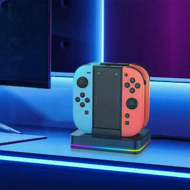 Alt view image 3 of 3 - Dock Station for Nintendo for Switch 2 for Joycon Controller with Charging Cord & RGB Light Charger Dock Charger Stand Station