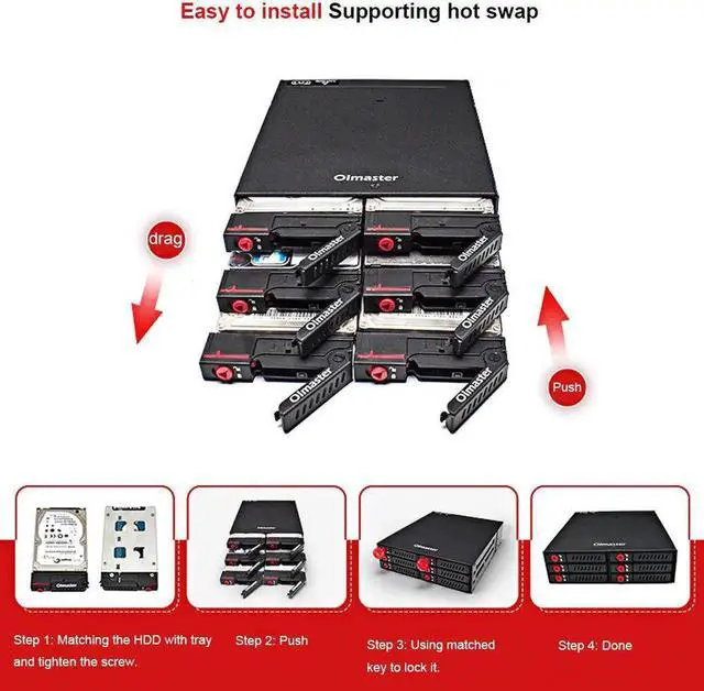 Alt view image 2 of 5 - 1PC 4 / 6-Bay 2.5inch SATA SSD HDD Hot Swap Mobile Rack/Enclosure Hard Disk Enclosure Rack Data Storage For 5.25 Drive Bay