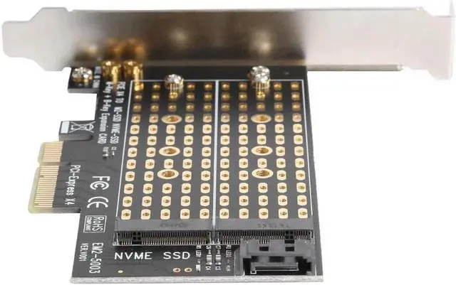 Alt view image 3 of 5 - JAENFONG M.2 NVME Add On Card PCIE to M2/M.2 Adapter SATA NGFF PCIe NVMe M Key B Key M+B Key SSD to PCI-E 3.0 X4 Expansion Card
