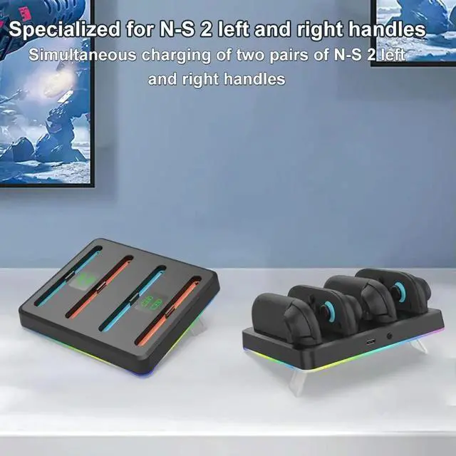 Alt view image 4 of 4 - Controller Charger with RGB Lights Charging Dock Magnetic Controller Charger Stand Station for Nintendo Switch2 Accessories