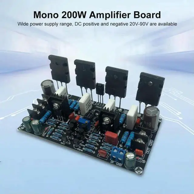 Alt view image 2 of 3 - Single Channel Amplifier Board 1943+5200 Mono Digital Sound Amplifier Module 200W for Speaker Electronic DIY Kit