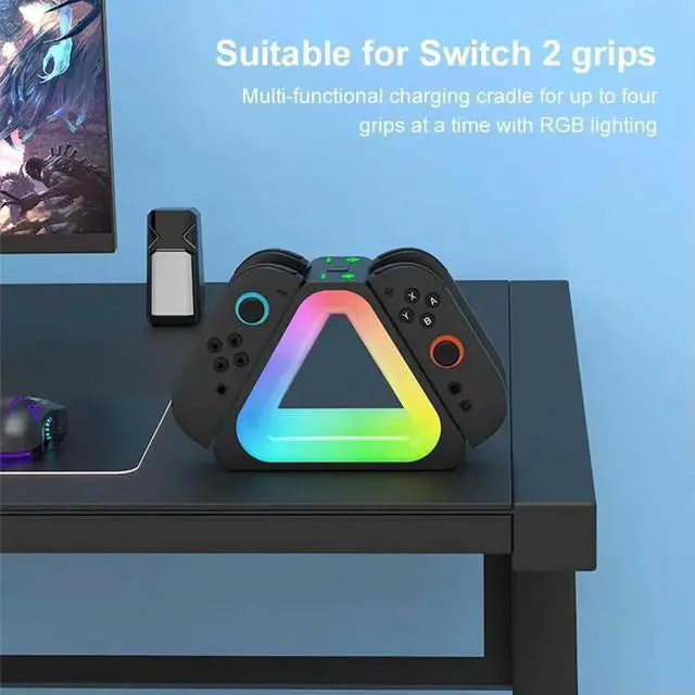 Alt view image 4 of 4 - Controller Charger 4 in 1 Charging Station with RGB Lights Charger Stand Station for Nintendo Switch2 Joy-Con Accessorie