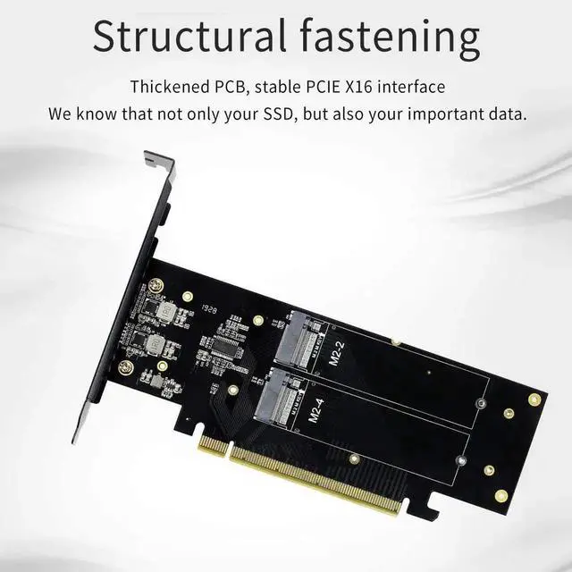 Alt view image 6 of 7 - JAENFONG M.2 PCIE4.0 X16 to 4X NVME Adapter Card PCIE4.0 GEN4 X16 to 4X NVME RAID Card PCI-E VROC Card