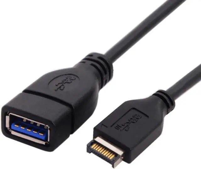 Alt view image 3 of 6 - JAENFONG USB 3.1 Front Panel Header to USB 3.0 Type-A Female Extension Cable 20cm Type-E IDC Connector