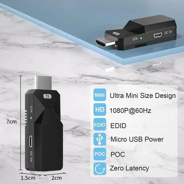 Alt view image 7 of 7 - JAENFONG 1080P HDMI Extender, Use Cat5e/6 Ethernet Cable Extend Audio and Video Signals up to 165 Feet with Lossless Transmission