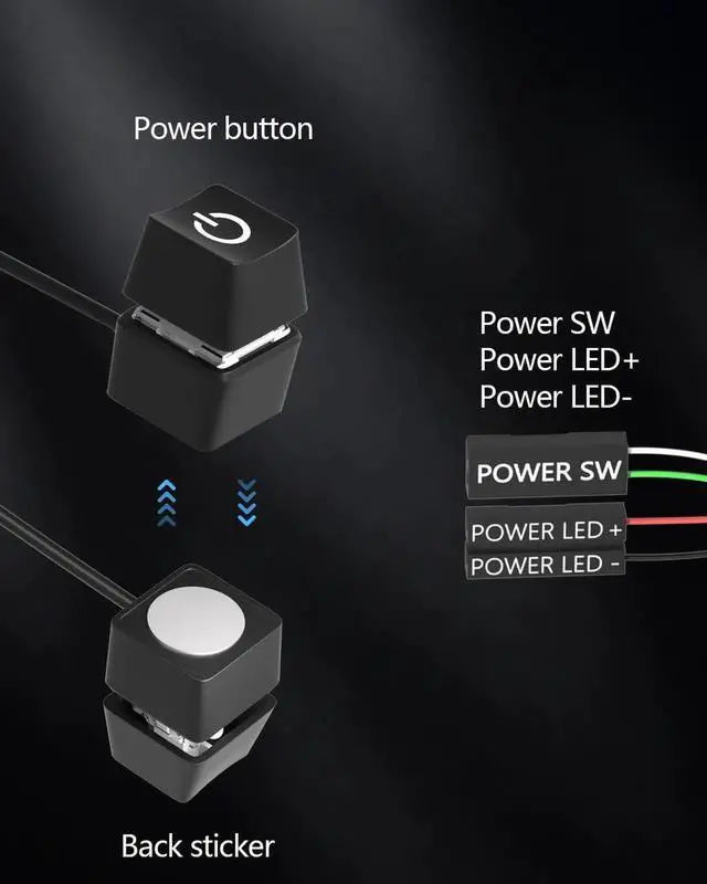 Alt view image 7 of 7 - JAENFONG Desktop Computer Power Switch Power Supply Control Adapter Cable 65 inch External PC Power Button ATX Desktop Computer Case Motherboard Switch On Off Power SW Cables