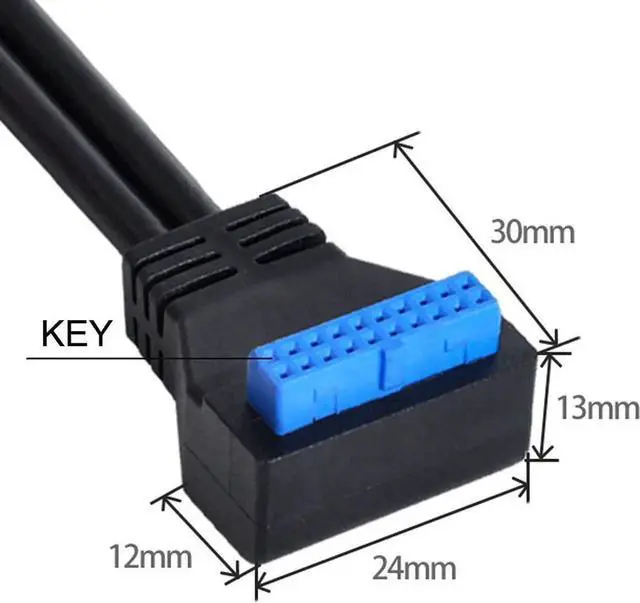 Alt view image 2 of 4 - JAENFONG SB 3.0 20Pin Motherboard Header Cable USB 3.0 Cable A Male to Header Motherboard Cable