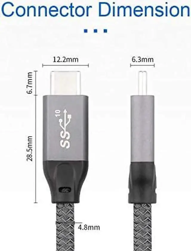 Alt view image 4 of 6 - JAENFONG USB Type-C 3.1 Gen2 Cable 6.56ft USB C to USB C Cable USB 3.1 Gen2 Type C Data Video Cable Adapter for Tablet & Phone & Laptop 10Gbps