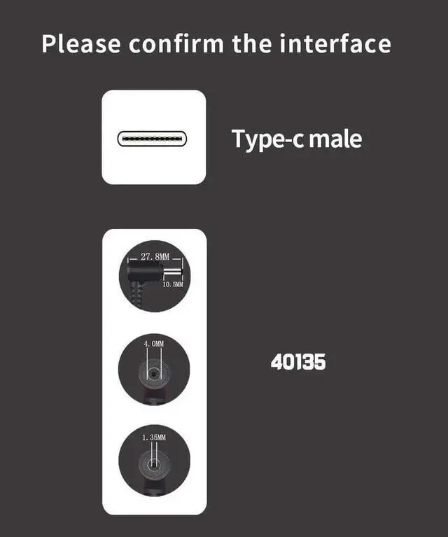 Alt view image 3 of 3 - JAENFONG New Laptops Portable Type-C DC Power Charger Cable 1.5M 65W USB C Male to DC Male PD Fast Charging Connector Adapter Notebook PC (DC4.0x1.35MM)