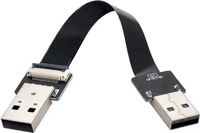 Alt view image 5 of 5 - JAENFONG Flat Slim FPC USB 2.0 Type-A Male to USB 2.0 Type-A Male Data Cable for FPV & Disk & Scanner & Printer 100CM