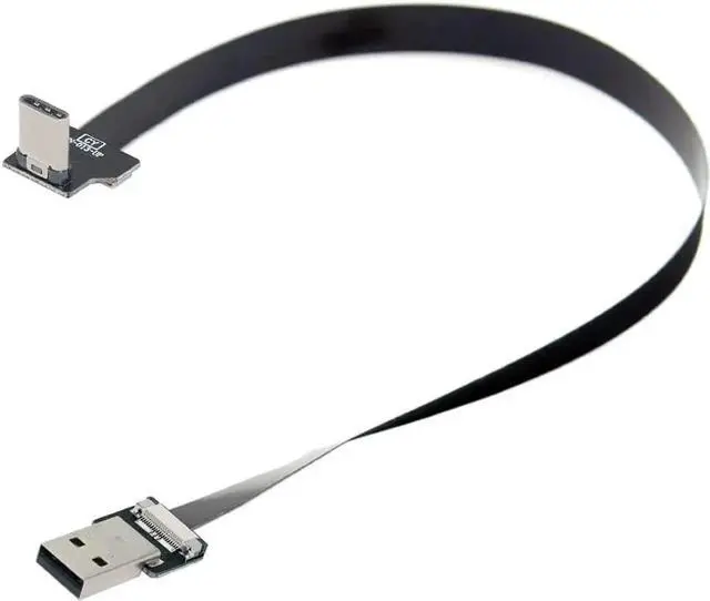 Alt view image 3 of 7 - JAENFONG Type-A USB 2.0 Male to Type-C USB-C Male Upward Angled 90 Degree Data Flat Slim FPC Cable 20CM for FPV & Disk & Phone