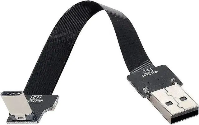 Alt view image 6 of 7 - JAENFONG Type-A USB 2.0 Male to Type-C USB-C Male Upward Angled 90 Degree Data Flat Slim FPC Cable 20CM for FPV & Disk & Phone