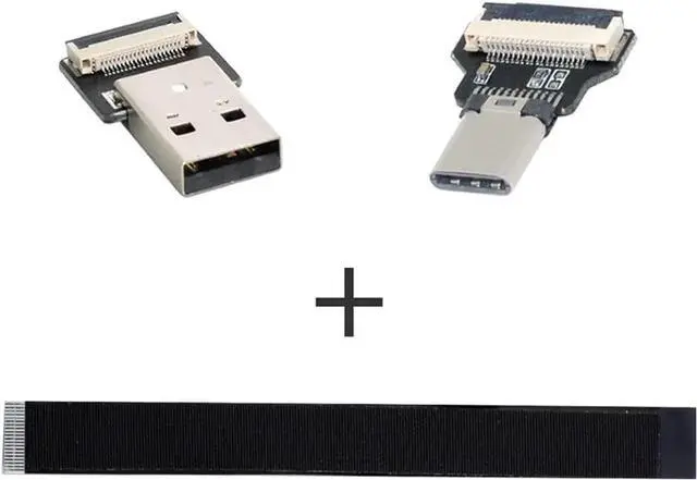 Alt view image 3 of 7 - JAENFONG Type-A USB 2.0 Male to Type-C USB-C Male Data Flat Slim FPC Cable 20CM for FPV & Disk & Phone