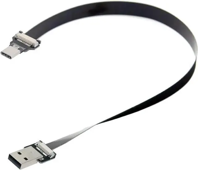Alt view image 6 of 7 - JAENFONG Type-A USB 2.0 Male to Type-C USB-C Male Data Flat Slim FPC Cable 20CM for FPV & Disk & Phone