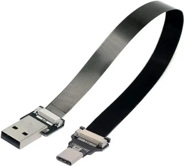 Alt view image 4 of 7 - JAENFONG Type-A USB 2.0 Male to Type-C USB-C Male Data Flat Slim FPC Cable 20CM for FPV & Disk & Phone