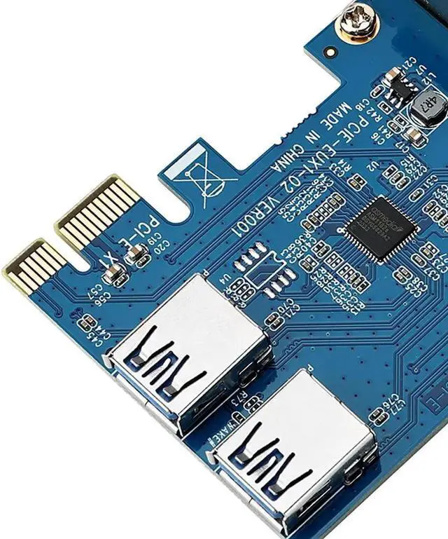 Alt view image 4 of 6 - JAENFONG PCIe 1 to 2 PCI Express 1X Riser Card 2 in 1 PCI-E Expansion Card 2 Ports USB3.0 Adapter for Bitcoin Mining Device Rabbet Ethereum Mining ETH