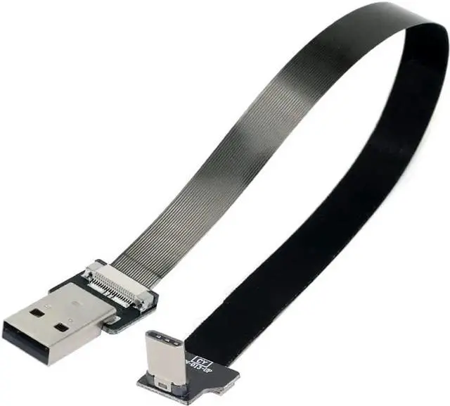 Alt view image 6 of 6 - JAENFONG Type-A USB 2.0 Male to Type-C USB-C Male Upward Angled 90 Degree Data Flat Slim FPC Cable 100CM for FPV & Disk & Phone