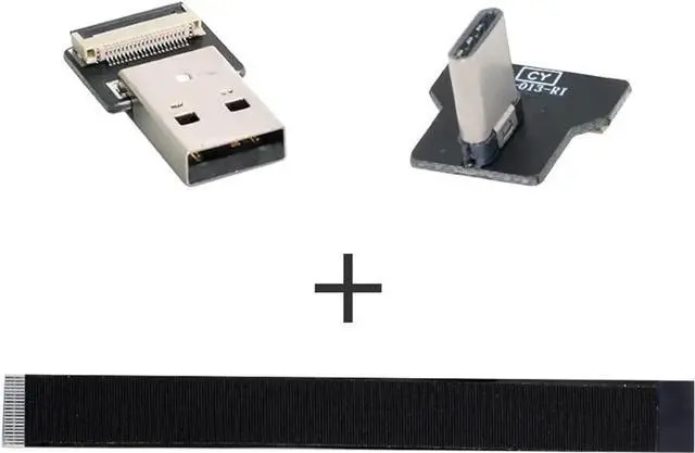 Alt view image 3 of 7 - JAENFONG Type-A USB 2.0 Male to Type-C USB-C Male Left Right Angled 90 Degree Data Flat Slim FPC Cable 100CM for FPV & Disk & Phone