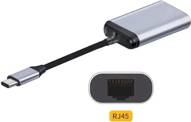 Alt view image 7 of 7 - JAENFONG LAN Cable Adapter for Laptop Type C USB C USB 3.1 Male to 1000Mbps Gigabit Ethernet Network Female
