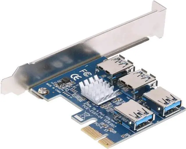 Main image of JAENFONG BGNing 1 to 4 PCI Express 16X Slots Riser Card PCI-E 1X to External 4 PCI-E Slot Adapter PCIe Multiplier Card USB 3.0 Mining Special Riser Card for Bitcoin Miner