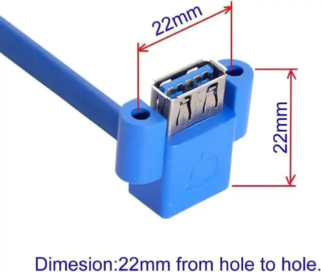 Alt view image 2 of 7 - JAENFONG USB 3.0 Type A 2 Female UP Angled to Motherboard 20Pin Male Cable for Front Panel 50cm