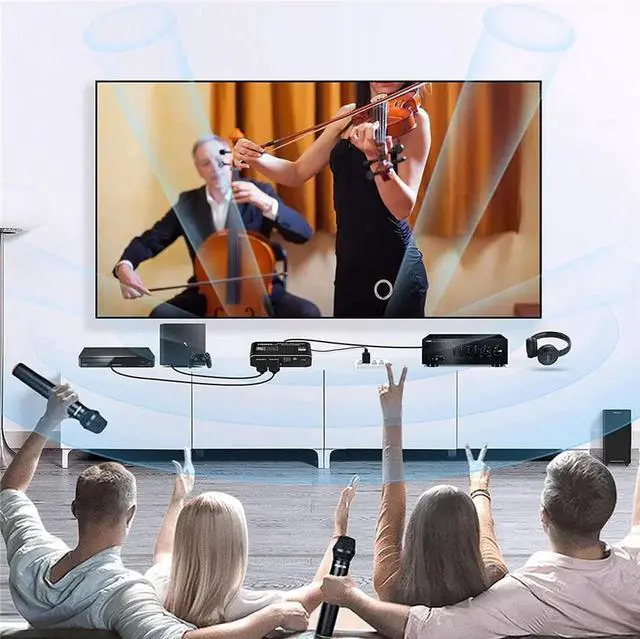 Alt view image 2 of 7 - JAENFONG 4K@60Hz HDMI 2.0b Switch with Audio Extractor, HDMI to HDMI + HDMI 7.1CH + Optical Toslink SPDIF + 3.5mm Audio, HDMI Audio Embedder Converter Adapter for PS5, Xbox, Fire Stick(Remote Control)