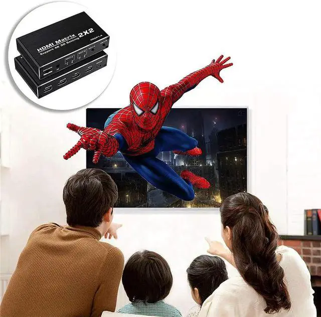 Alt view image 5 of 6 - JAENFONG  2x2 HDMI Matrix Switch Up to 4K 60Hz HDR, HDMI 2.0b, HDCP 1.4 , 3D,1080P,YUV 4:2:0, IR Remote, 2 in 2 Out Video (OZJ3)