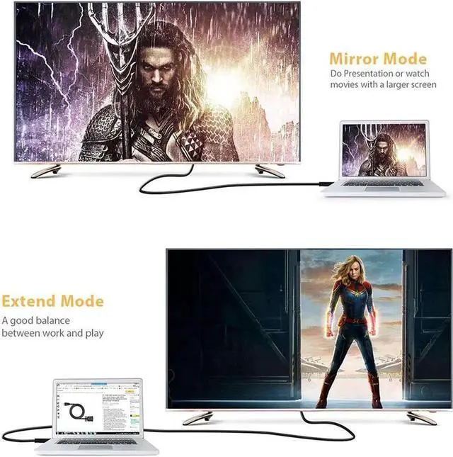 Alt view image 3 of 7 - JAENFONG HDMI to VGA, Gold-Plated HDMI to VGA 6 Feet Cable (Male to Male) Compatible for Computer, Desktop, Laptop, PC, Monitor, Projector, HDTV, Raspberry Pi, Roku, Xbox and More